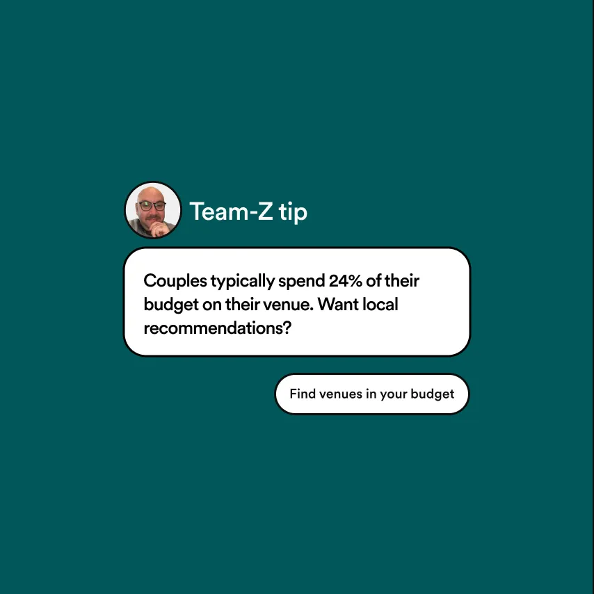 Wedding planning expert helping couple with budget decisions