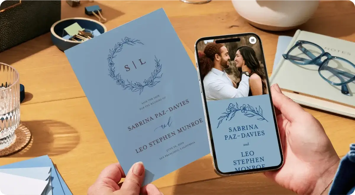 Matching Zola invitation and website design