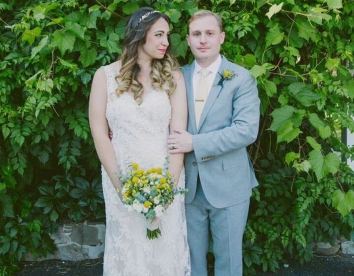 Melissa and her husband on their wedding day