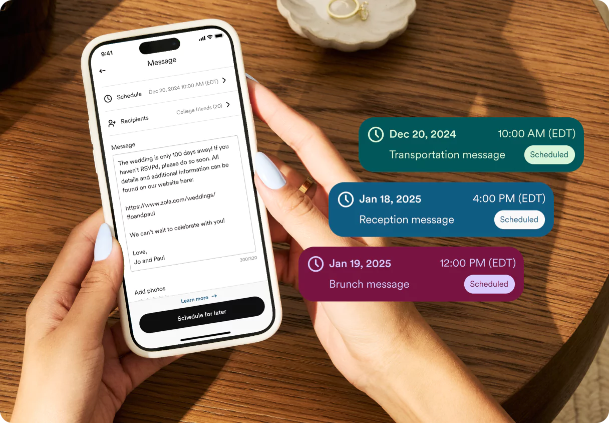Zola iOS app with scheduling feature