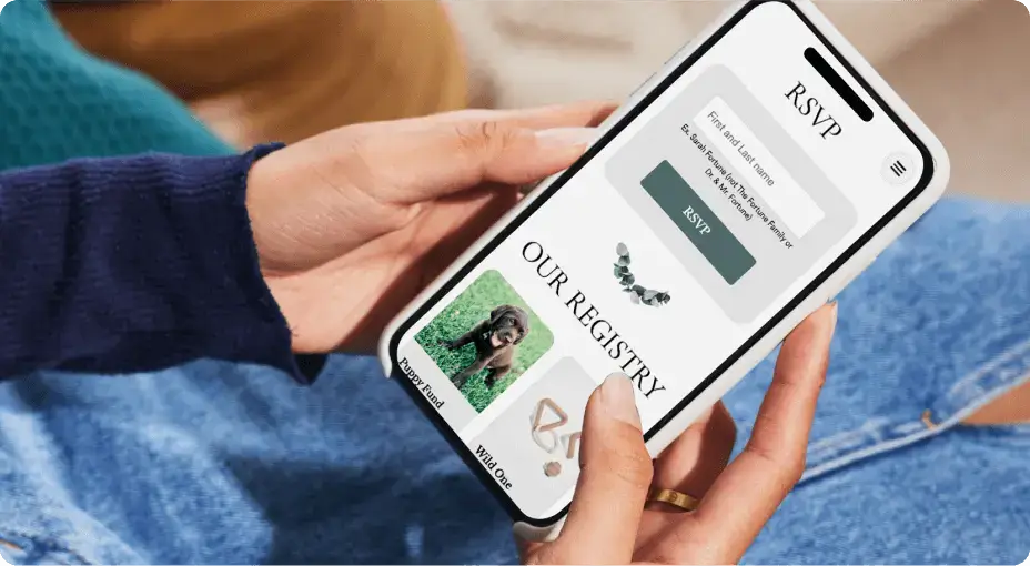 Viewing Zola.com on mobile