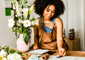 florist planning flower arrangements